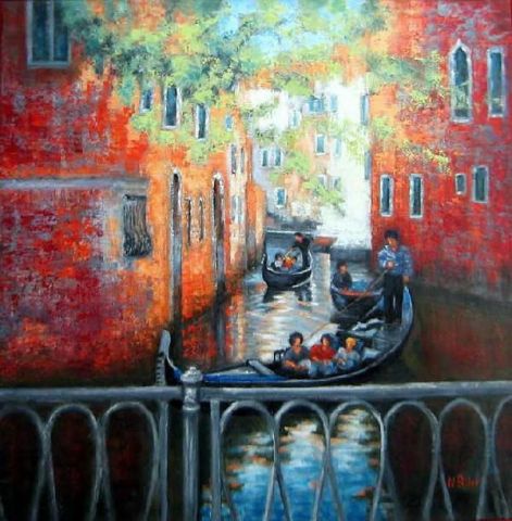 Balade en gondole sur le Canal a Venise - Peinture - NICOLE BILES