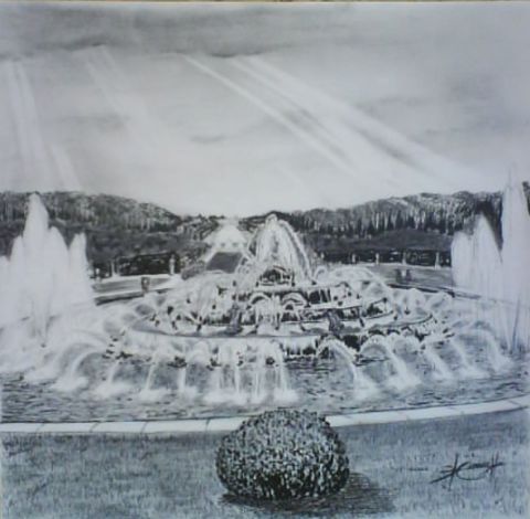 Dessin : vue du parc et du canal Versailles - Ln henry Dessin : vue du parc et du canal Versailles - Ln henry