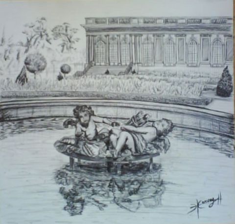 Dessin : bassin du grand trianon Versailles - Ln henry Dessin : bassin du grand trianon Versailles - Ln henry