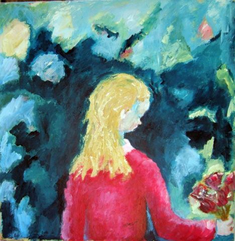 L'artiste Benebe - Fillette au bouquet