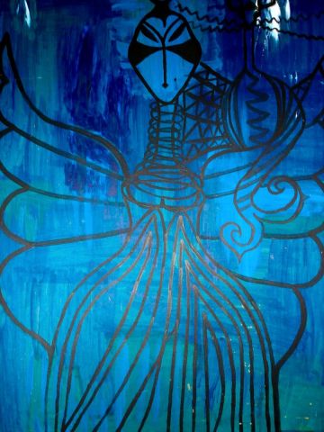 Blue mymoon - Peinture - Luna Lykan