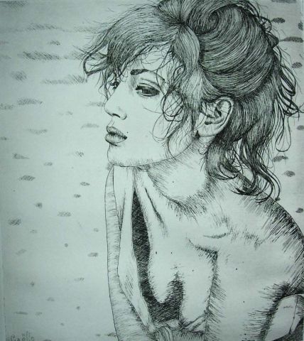 femme melancolique - Peinture - Gaelle