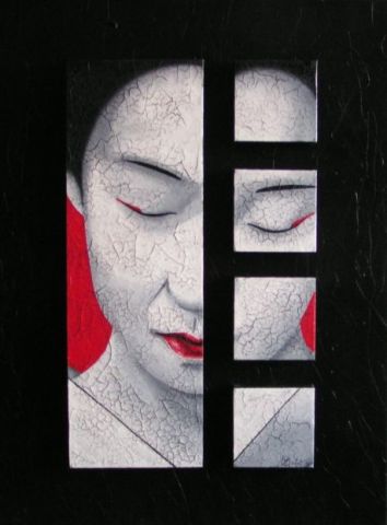 geisha noire - Peinture - chrystel mialet
