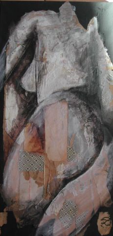 L'artiste deborah lefevre - nu sur impressions ocres et grises