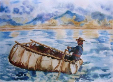 Barque Tibet - Peinture - Agathe BONNET