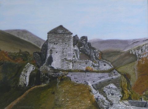 Ruines vieux chateau dans le Cantal - Peinture - Bruno Chamberlin
