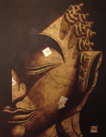 boudha feuilles d'or - Peinture - noxone boudha feuilles d'or - Peinture - noxone