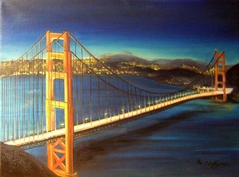 Pont du Golden Gate Bridge Etats Unis - Peinture - Martine Calvayrac