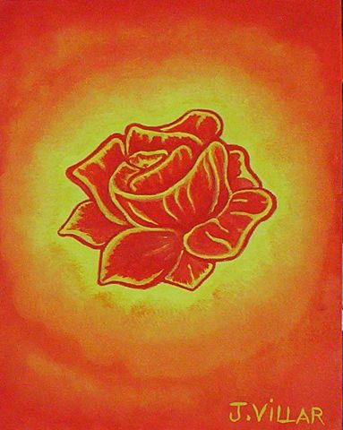 quand le soleil se marie avec la rose - Peinture - JVILLAR