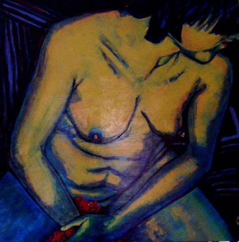 femme en bleu 1 - Peinture - ivan