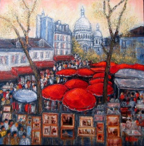 PLACE DU TERTRE A PARIS - Peinture - NICOLE BILES PLACE DU TERTRE A PARIS - Peinture - NICOLE BILES