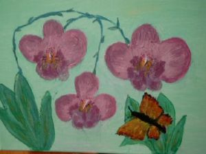 Voir le détail de cette oeuvre: peintures d'orchidees en relief