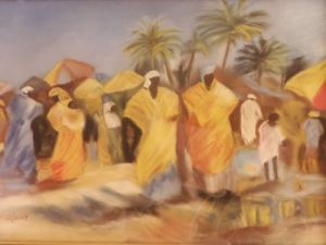 Peinture de Gina MORO-MOUETTE: marche en Afrique