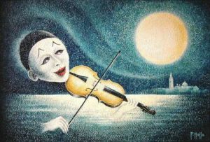 Peinture de Paul Hella: Pierrot de la lune
