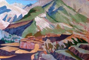 Peinture de monique donati: montagne du haut atlas