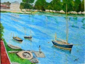 Voir le détail de cette oeuvre: La Seine a Argenteuil - bateaux au mouillage