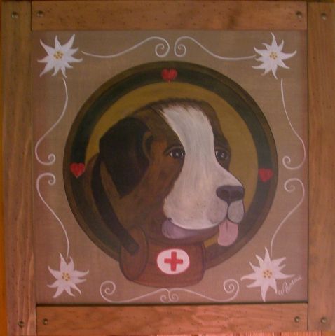 Le Saint Bernard - Peinture - Nathalie RENZACCI Le Saint Bernard - Peinture - Nathalie RENZACCI