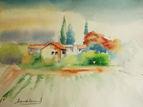 paysage de Provence - Peinture - mandelaire