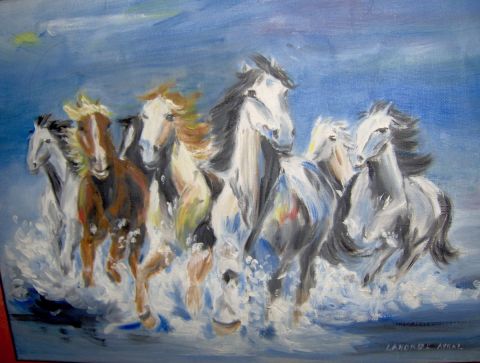 L'artiste labordeayral - les chevaux dans l'eau