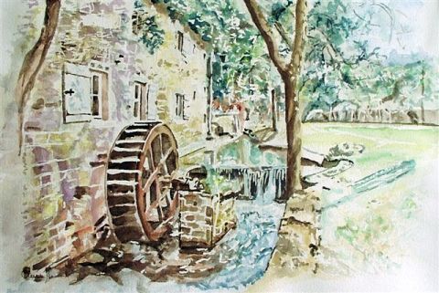 Moulin a eau - Peinture - claesnicole