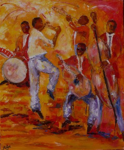 Five Blacks Jazz - Peinture - Raoul RIBOT