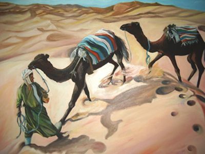 Le chamelier - Peinture - Rachid Belmahi