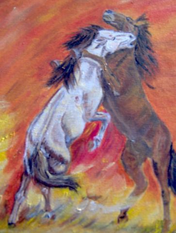 L'artiste labordeayral - chevaux dans le feu