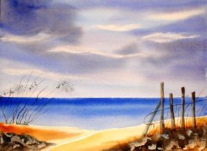 la plage - Peinture - emjo