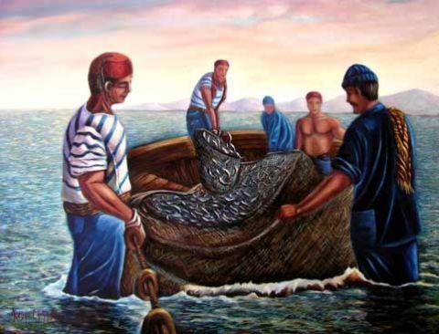 Le retour des pecheurs - Peinture - Redha Chikh Bled Le retour des pecheurs - Peinture - Redha Chikh Bled