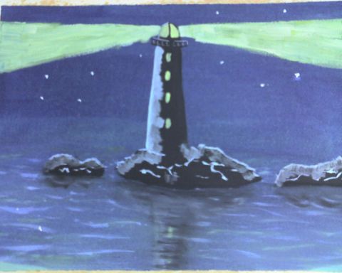 phare de nuit - Peinture - mathias blaizot