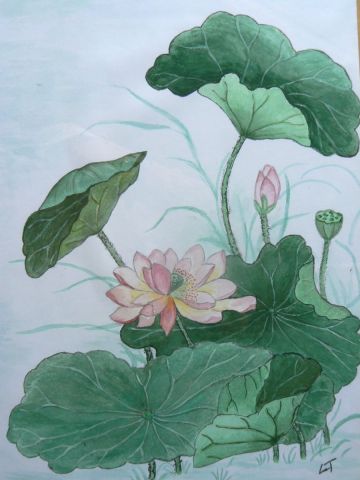 Fleurs de lotus - Peinture - Lyzy