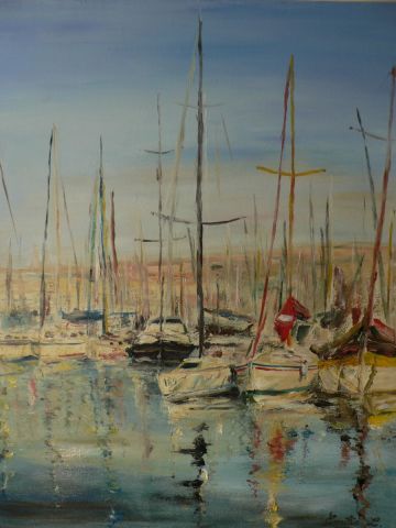 Bateaux sur le vieux port de Marseille - Peinture - Emilie VAN HERREWEGHE