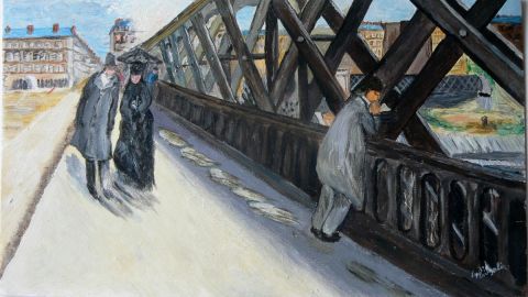 Le pont de l'Europe - Peinture - Lyzy