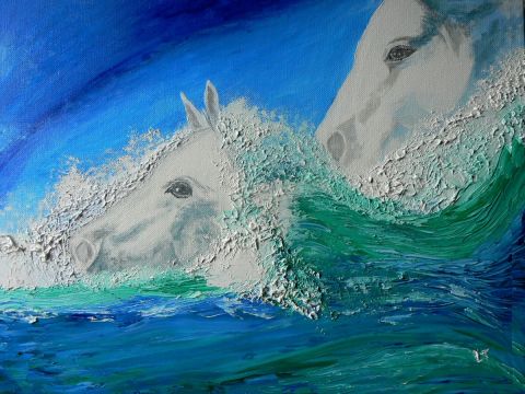 L'artiste Lyzy - La mer et les chevaux