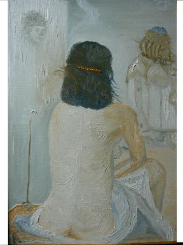 L'artiste Lyzy - Ma femme nue regardant son propre corps