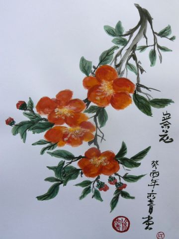 Branche de fleurs - Peinture - Lyzy