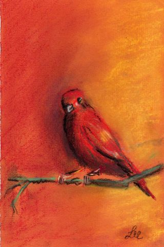 l'oiseau rouge - Peinture - Ludovic Clemenceau