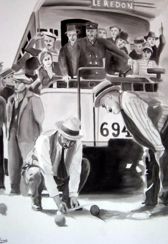 Peinture : la partie de boulede pagnol - david Peinture : la partie de boulede pagnol - david