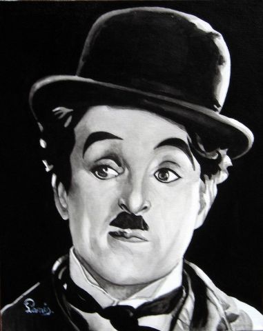 Peinture : portrait de chaplin - david Peinture : portrait de chaplin - david