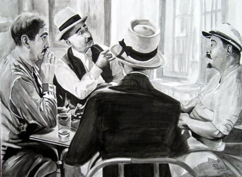 Peinture : LA PARTIE DE CARTE - david Peinture : LA PARTIE DE CARTE - david