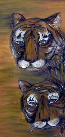 les 2 tigres - Peinture - JOSIANE GUASTEVI