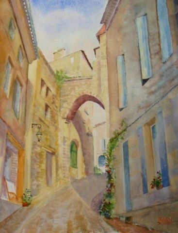 Rue montante a St-Emilion - Peinture - fontanj Rue montante a St-Emilion - Peinture - fontanj