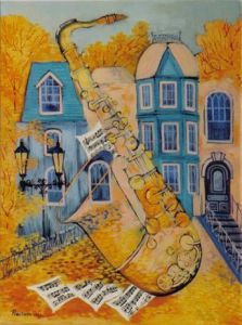Voir cette oeuvre de Piacheva Natalia: La musique dans la ville Le saxophone