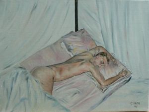 Peinture de Ghislaine Salda: Nu homme couche