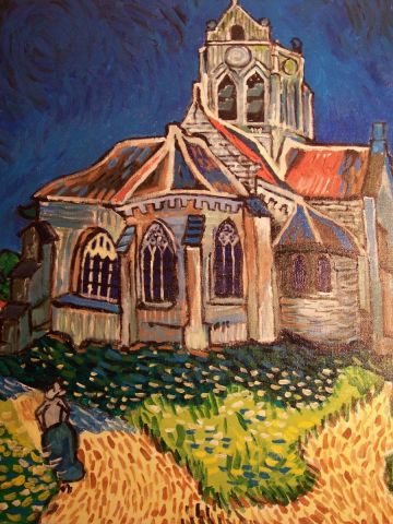 L'artiste DENIS COUSIN - l'Eglise d'Auvers sur Oise - Van Gogh
