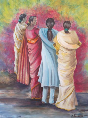 femmes indiennes - Peinture - Michele DUVERS
