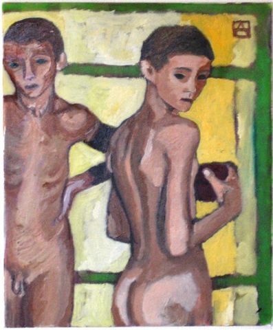 L'artiste Anna Demadre-Synoradzka - Deux garcons nus