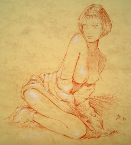 L'artiste Alain Barat - Femme a genoux