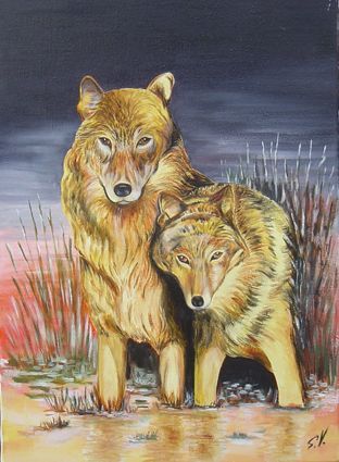 Les loups - Peinture - Sylvette Vinot