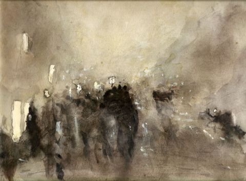 Nocturne en gris et or  Picadilly - Peinture - Denis DUPON